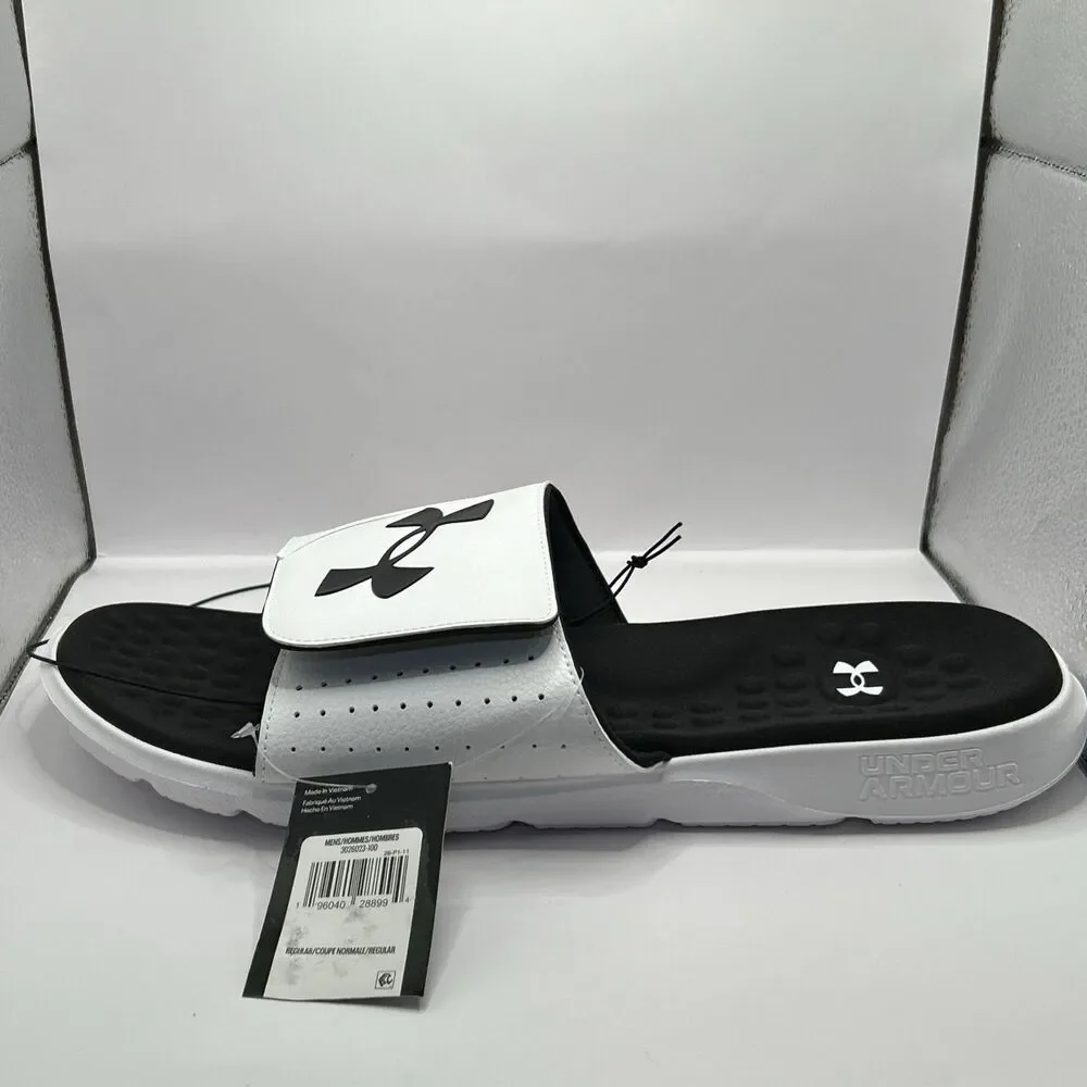 Under Armour Ignite Pro Slide Sandals Black White Men’s 17 UA Comfort NWT